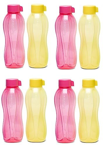 Tupperware Aquasafe Plastic Bottle Set 1 Litre Set of 8 Multicolour