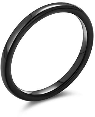 Bling Jewelry Dünner stapelbarer minimalistischer einfacher Kuppel-Schwarz-Paarring aus Titan für Männer und Frauen, komfortable Passform 2MM