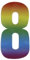 Self Adhesive Wheelie Bin Numbers 17cm - 8 - Rainbow Design