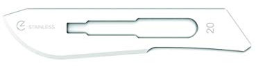 GIMA Lame in Acciaio Inossidabili, Inox, con Punta Arrotondata Standard, Sterili, Monouso, Misura n. 20, 100 Lame Singolarmente Confezionate