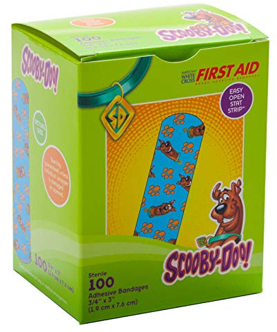 Dukal Childrens Adhesive Bandages, Scooby Doo, 3/4 x 3, Box of 100