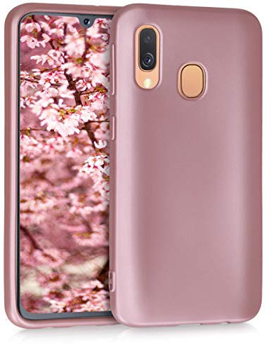 kwmobile Case kompatibel mit Samsung Galaxy A40 Hülle - Schutzhülle aus Silikon metallisch schimmernd - Handyhülle Metallic Rosegold