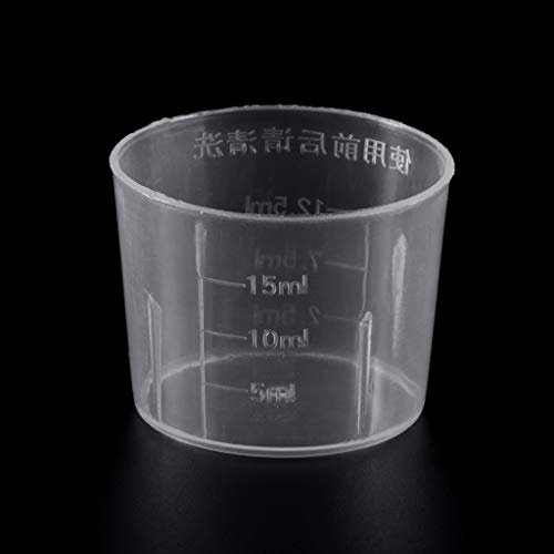 fivekim 10Pieces 15Ml Clear Plastic Measuring Cup Graduated Measure Beaker Measuring Medicine Cups For Lab Experimental Supplies Transparent