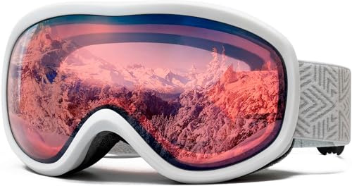 AVV Ski Goggles Snowboard Goggles for Men Women Youth Anti-Fog Pink