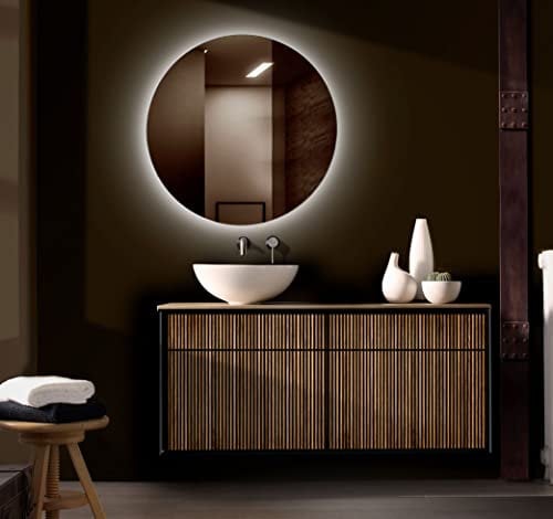MICE COLLECTION CRISTALED - Espejos led para baño, Espejo retroiluminado Redondo luz fria SERIE ALPHA Ø 80 cm