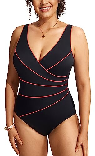DELIMIRA Donna Costume da Bagno Scollatura a V Coppe Multicolore 36 48
