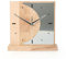 Kreative Feder Standuhr „Silvermoon“ aus Eichenholzholz – analoge Tischuhr ohne Tickgeräusche (leises Quarzuhrwerk, Buche)