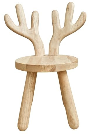 NICITA Kinderstuhl Holz - Hocker mit Rückenlehne - Tritt - kinderfreundliches Design, REH, Elch, Kuh, Hase, Schaf, Hasenohren, (Elch)