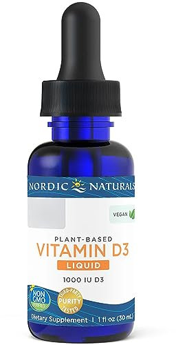 Nordic Naturals, Liquid Vitamin D3, 1000 IU, Cholécalciférol de Lichen, Gouttes végétaliennes, 30ml, Sans Soja, Sans Gluten, Sans OGM