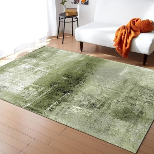 PAJEON Abstract Geometric Sage Green Area Rugs, Non-Slip Rugs, 160 x 230 cm Soundproofing Carpet - for Stairs and Hallways