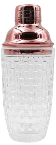 ZONADAH Shaker à cocktail en verre de 400 ml - Mélangeur de boisson - Ensemble de barman - Passoire - Outil de bar à martini - Shaker pour la maison, le mariage, la salle à manger en famille - Or rose