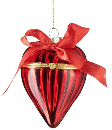 VILLA ITALIA Christbaumkugel - Glaskugeln - Glaskugel Rotes Herz offen 8-5 cm - Weihnachten - Weihnachtsbaum - Deko - Weihnachten