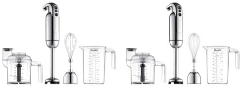 Dualit Hand Blender Set | Handheld Stick Blender With Chopping Bowl, Whisk & 1L Measuring Jug | 700W Polished With Turbo Speed | Perfect For Soup, Smoothies, Puree, Dip, Baby Food & Chopped Vegetables