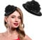 Bohend Fascinator Hut Blume Schwarz Vintage Derby Hut Tea Party Hochzeit Haarschmuck mit Strass für Frauen und Mädchen(Black)