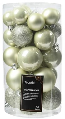 Weihnachtskugeln Kunststoff 4-6cm Mix 30er Set - bruchsichere Christbaumkugeln Weihnachtsbaumkugeln für Weihnachten - Christbaumschmuck & Weihnachtsbaumschmuck - Hell Minze