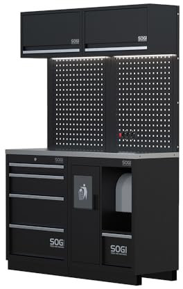 Sogi ARR-OFF-1360 Arredamento modulare per officina e garage - piano in acciaio - 1360x466x2000 mm