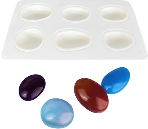 Pebbles Stone Molds,Gem Silicone Molds,3D Elliptical Pebble Stone Molds,for Baking Mousse Cake, Dessert Mousse Cake Candle Soap Making Mold Earring Pendant Necklace Jewelry Making