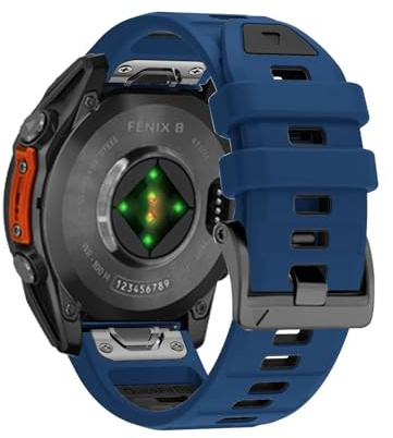 QuickFit 22 mm 26 mm Silikon-Uhrenarmband for Garmin Fenix ​​E 8 5 5X 6X 7 7X/Epix Pro Gen 2 TACTIX/Mk2 Mk2i G1/MARQ/Enduro 3 2 Armband(Lake Blue Black,Quick Fit 26mm)
