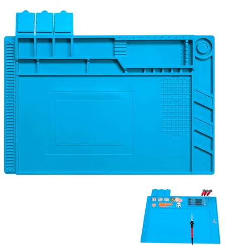 Magnetische Lötmatte, 45x 30cm Lötmatte Reparatur Matte, Hitzebeständige Reparaturmatte, Magnetische Lötmatte aus Silikon, für die Reparatur von Uhren, Telefonen Laptops
