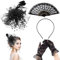 Damen Fascinator in Schwarz - Retro-Stil mit elastischem Schleier und Federn - Faszinierende Ergänzung zu Ihrem Outfit - fascinator damen schwarz, schleier, haarreifen selber machen junge Dame