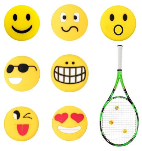IKOPFLN 7 Stück Tennis-Vibrationsdämpfer, Vibrationsdämpfer Tennis für Tennisspieler, Happy Face Tennis Dämpfer, Lustige Vibrationsdämpfer Tennisschläger für Reduziert Schlägervibrationen