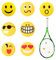 IKOPFLN 7 Stück Tennis-Vibrationsdämpfer, Vibrationsdämpfer Tennis für Tennisspieler, Happy Face Tennis Dämpfer, Lustige Vibrationsdämpfer Tennisschläger für Reduziert Schlägervibrationen