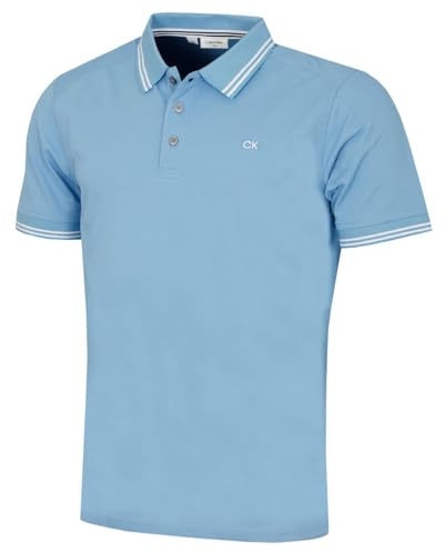 Calvin Klein Mens Campus Tipped Polo Shirt - Sky Tipped - S