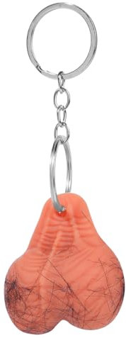 Lancry Llavero divertido con colgante de simulación peluda, adorable regalo divertido para hombres, mujeres, niñas, amigos, cumpleaños, color carne, 5*6cm