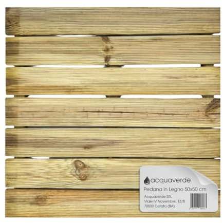 acquaverde | Pedana Doccia in Legno 50x50 cm (0,25 mq), per Esterno, Legno Impregnato in Autoclave, Resistente a Sole e Pioggia, Pavimento Modulare, Facile da Installare