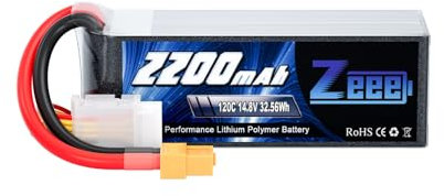 Zeee 4S Lipo 2200mAh 14,8V 120C Batterie RC avec connecteur XT60 pour FPV Racing Drones Vélo de Route Quadcopters Avion Hélicoptère RC Bateau RC Voiture (1 pcs)