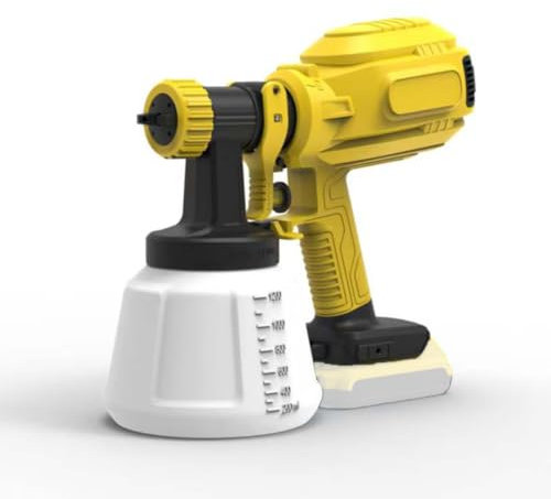 Pulvérisateur de peinture sans fil pour batterie Dewalt 18 V (batterie non incluse) avec 4 buses et 3 motifs, pulvérisateur de peinture HVLP avec récipient de 1200 ml pour clôtures, abris de jardin