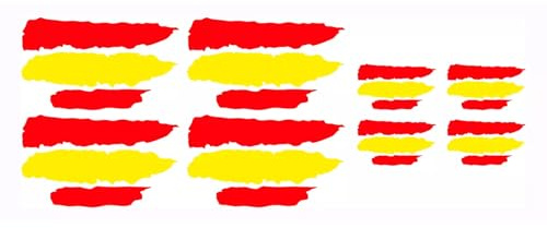 Pegatinas Bandera de España Reflectante para Coche o Moto – Vinilo Adhesivo Exterior Alta Visibilidad – Resistente al Agua y al Sol. 4 Banderas de 8 cm x 4,7 cm 4 Banderas de 4 cm x 2,3 cm