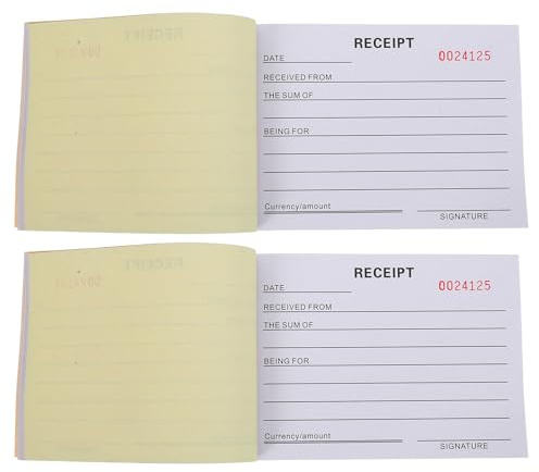 DIKACA 2 Pièces Lot de 2 Carnets de Reçus Factures pour Petites Entreprises 3 Volets A6 14,6 X 10,5 CM Papier Carbone Numéroté Bloc Bons de Commande Gestion Commerciale Professionnelle