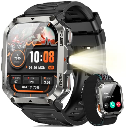 Blackview Smartwatch Uomo, 2.01 Smartwatch Militare Uomo Fitness con Chiamate Bluetooth Orologio Intelligente 115+ Modalità Sportive/900 mAh/Sonno/Cardiofrequenzimetro/Torcia/Bussola per Android IOS