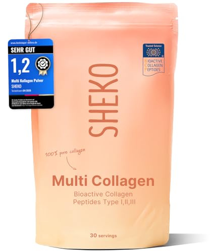 SHEKO Collagene Idrolizzato Premium 1x 450g - Natural Bioactive Collagen Powder - Peptidi di tipo 1, 2, 3 - Collagen in polvere - Qualità purissima - Solubilità ottimale - Proteine in polvere
