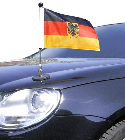 magnetisch haftender Autofahnen-Ständer Diplomat-1 Deutschland mit Dienst-Wappen mit Super-Magnet für Ihre Autoflaggen - Auto Fahne & Flagge