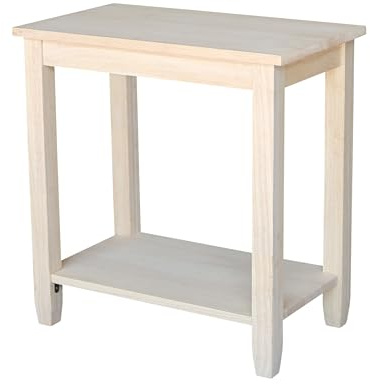 IC International Concepts Solano Solid Wood Accent Table, Unfinished