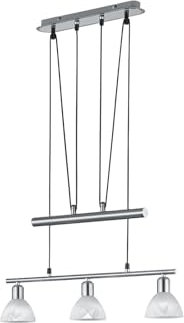 Trio Leuchten LED-JoJo-Pendelleuchte Levisto in Nickel matt, Glas alabasterfarbig weiß 371010307