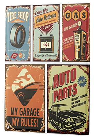 Blechschild Vintage Retro Metallschild Wandschild Blech Poster Garage Autoteile Tankstellen