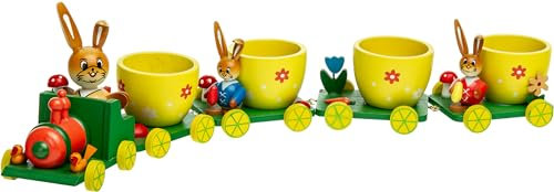 SIKORA OD06 Décorations de Pâques - Train avec lapins et coquetiers wagons en bois