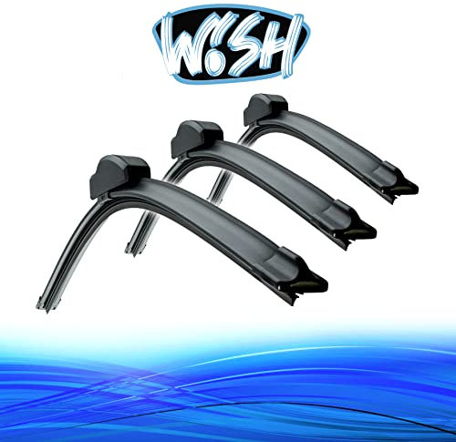 Wish® Excellence - Juego de 3 escobillas limpiaparabrisas delanteras y traseras de 50 cm, 500 mm, 450 mm