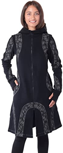 PUREWONDER Damen Jacke Mantel aus Fleece Zipfelkapuze jk58 Schwarz XL