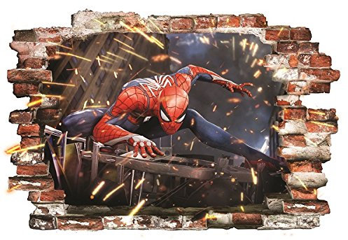 Spiderman Stickers muraux pour Chambre à Coucher garçons et Filles Affiche Murale Autocollant Mural Art Spider Man 55 cm x 80 cm