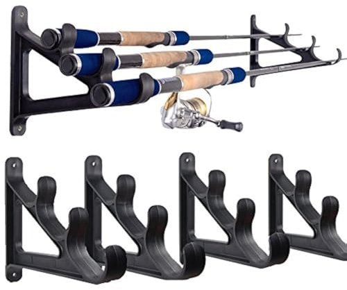 Croch Horizontal Wand Rutenhalter Rod Rack für 3 Angelruten (Zwei Paar)
