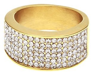 HongBoom Hip Hop Cuban 18 K vergoldeter CZ vollständig Iced-Out Ring, runder Ring (Gold, O)