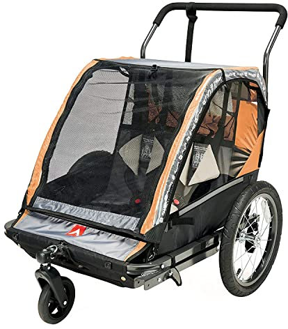 Allen Sports Deluxe Steel 2-Kind Fahrradanhänger und Kinderwagen, Modell AS2-O, Orange