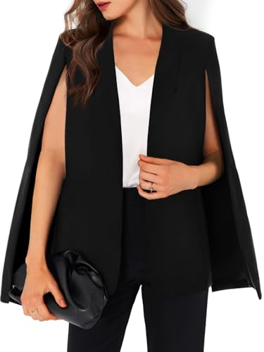 GAMISOTE Womens Cape Blazer Split Sleeve Open Front Casual Jacket Coat Work