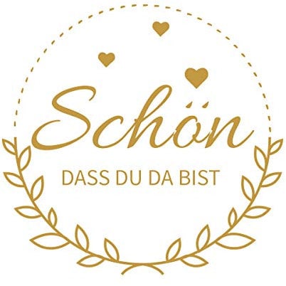 Super Idee 100 kleine runde Aufkleber SCHÖN DASS DU DA BIST 4cm Durchmesser Selbstklebende Sticker für Hochzeit Taufe Kommunion Geburtstag Gastgeschenke give-Away Deko Feste Geschenke Präsente