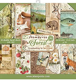 Stamperia - Scrapbook Paper Pad for Scrapbooking, Albums, Card Making, Bullet Journalling and More, Acid Free, Double-Sided, Perfect for Hobbies, Crafts, and Gifting (Forest) (30.5 x 30.5cm)