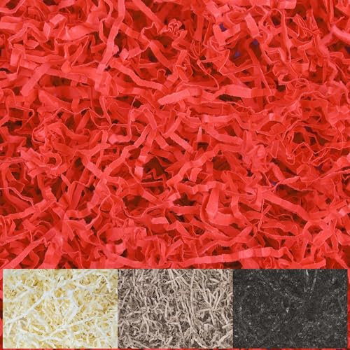 Creative Deco 1kg Rot Füllmaterial Geschenk aus Papier | Stroh für Pakete | Papier-Schnitzel | Deko Verpackungsmaterial für Weihnachts-Geschenke | KOMMT IN Blauer Tasche